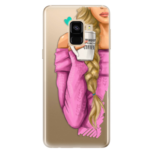 Odolné silikónové puzdro iSaprio - My Coffe and Blond Girl - Samsung Galaxy A8 2018