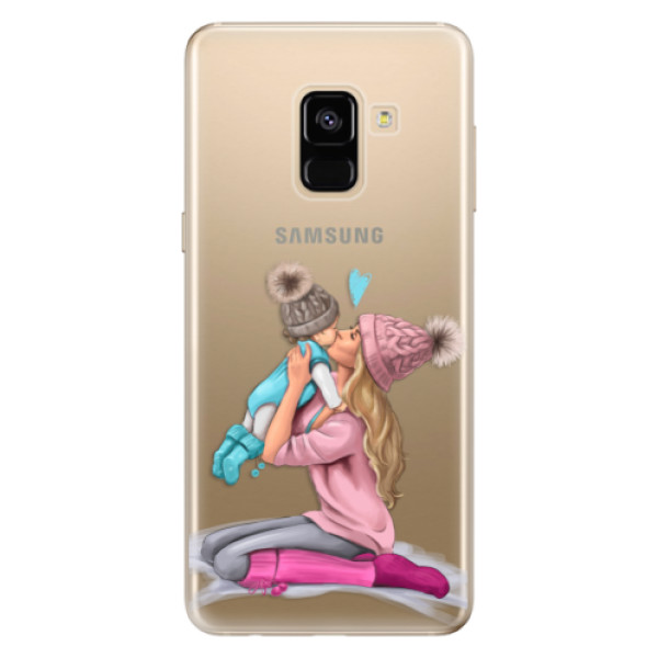 Odolné silikónové puzdro iSaprio - Kissing Mom - Blond and Boy - Samsung Galaxy A8 2018