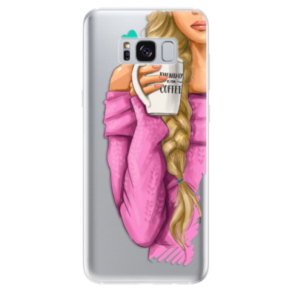 Odolné silikónové puzdro iSaprio - My Coffe and Blond Girl - Samsung Galaxy S8