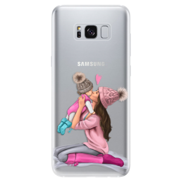 Odolné silikónové puzdro iSaprio - Kissing Mom - Brunette and Girl - Samsung Galaxy S8