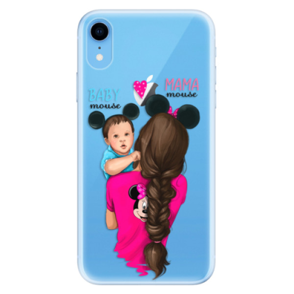 Odolné silikónové puzdro iSaprio - Mama Mouse Brunette and Boy - iPhone XR