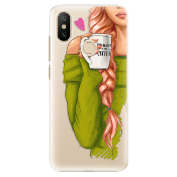 Plastové puzdro iSaprio - My Coffe and Redhead Girl - Xiaomi Mi A2