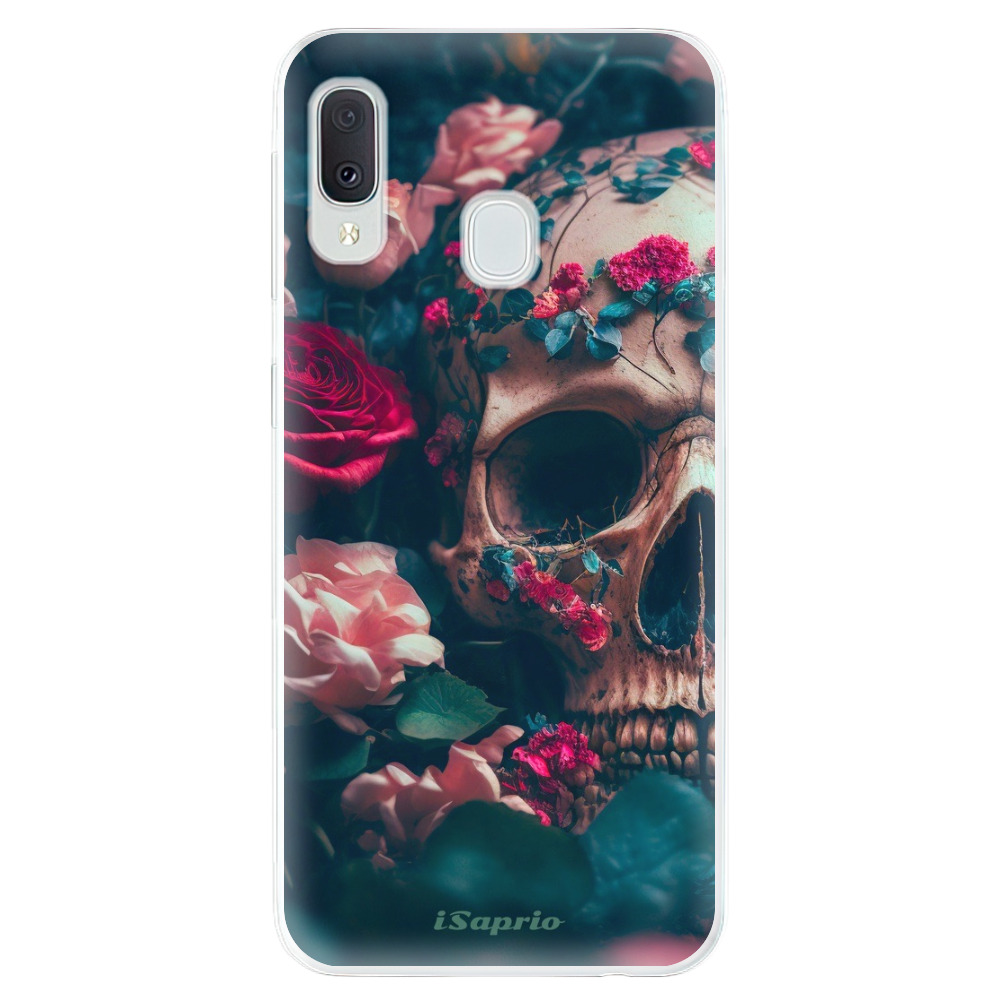 Odolné silikónové puzdro iSaprio - Skull in Roses - Samsung Galaxy A20e