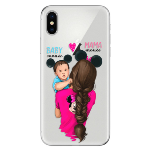 Odolné silikónové puzdro iSaprio - Mama Mouse Brunette and Boy - iPhone X