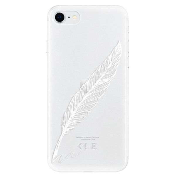 Odolné silikónové puzdro iSaprio - Writing By Feather - white - iPhone SE 2020