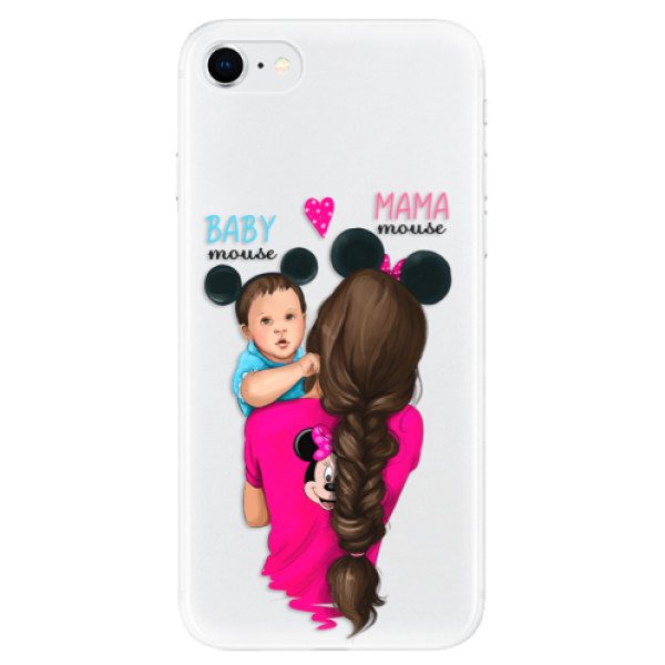 Odolné silikónové puzdro iSaprio - Mama Mouse Brunette and Boy - iPhone SE 2020