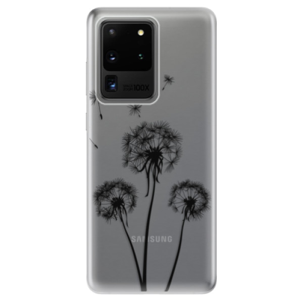 Odolné silikónové puzdro iSaprio - Three Dandelions - black - Samsung Galaxy S20 Ultra