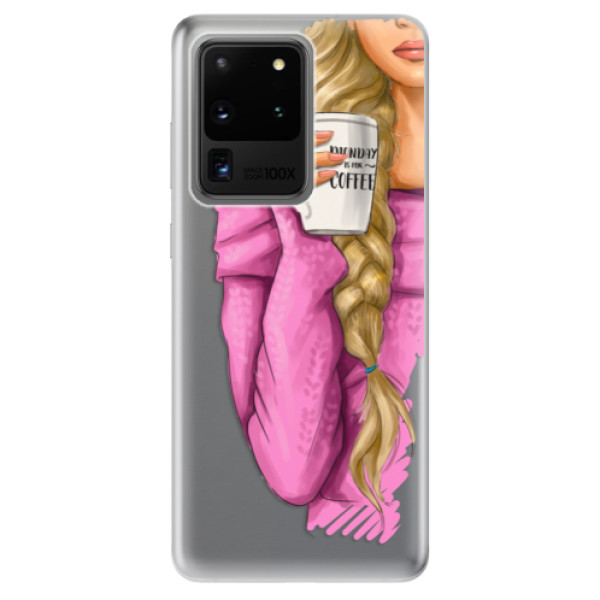 Odolné silikónové puzdro iSaprio - My Coffe and Blond Girl - Samsung Galaxy S20 Ultra