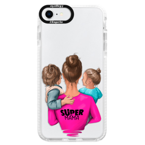 Silikónové puzdro Bumper iSaprio - Super Mama - Boy and Girl - iPhone SE 2020
