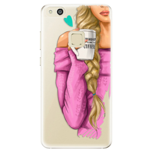 Odolné silikónové puzdro iSaprio - My Coffe and Blond Girl - Huawei P10 Lite