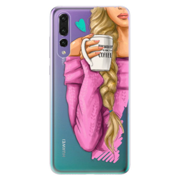 Odolné silikónové puzdro iSaprio - My Coffe and Blond Girl - Huawei P20 Pro