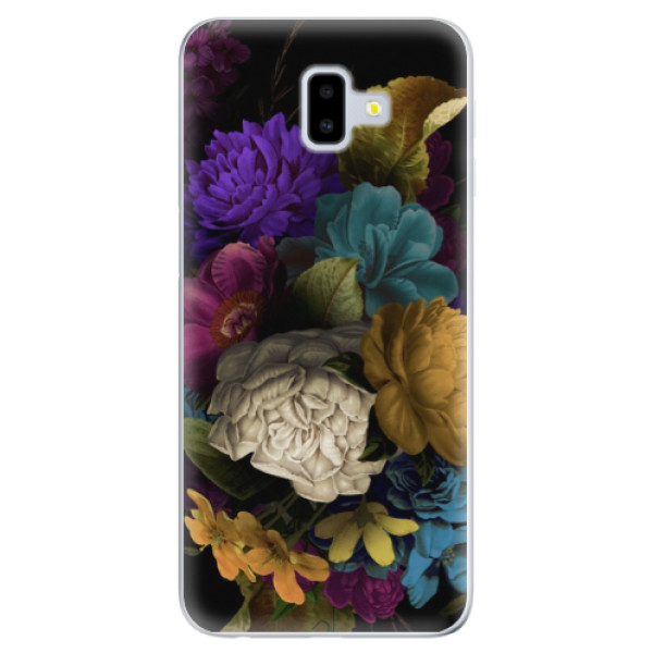 Odolné silikónové puzdro iSaprio - Dark Flowers - Samsung Galaxy J6+