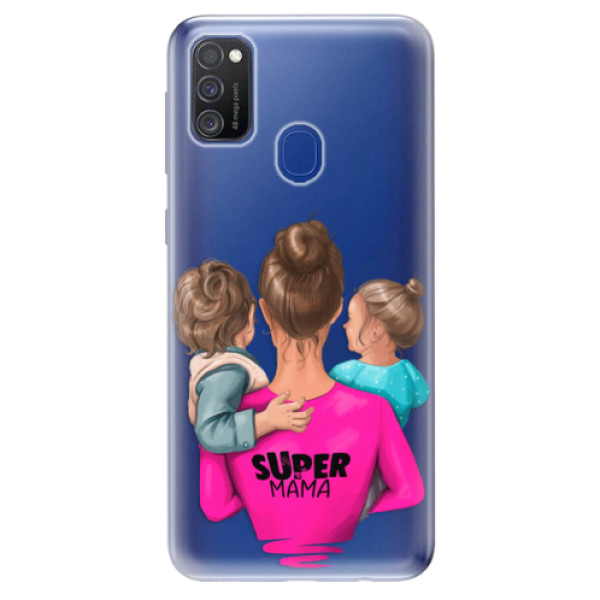 Odolné silikónové puzdro iSaprio - Super Mama - Boy and Girl - Samsung Galaxy M21