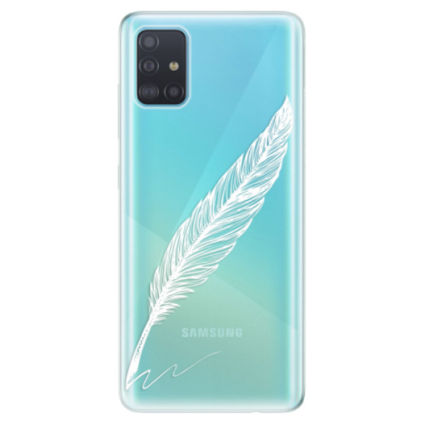 Odolné silikónové puzdro iSaprio - Writing By Feather - white - Samsung Galaxy A51