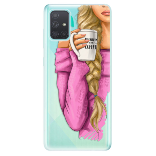 Odolné silikónové puzdro iSaprio - My Coffe and Blond Girl - Samsung Galaxy A71