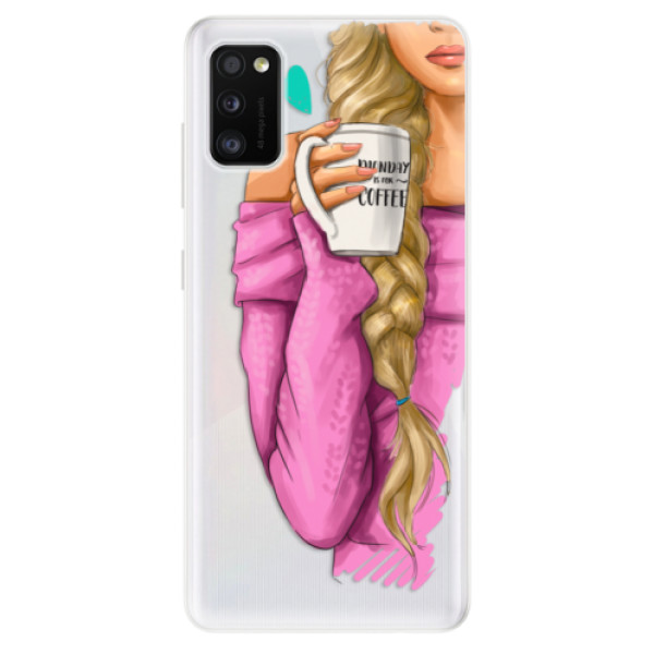Odolné silikónové puzdro iSaprio - My Coffe and Blond Girl - Samsung Galaxy A41