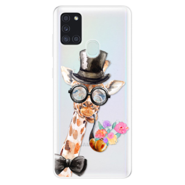 Odolné silikónové puzdro iSaprio - Sir Giraffe - Samsung Galaxy A21s