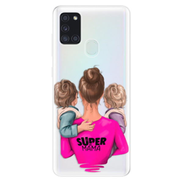 Odolné silikónové puzdro iSaprio - Super Mama - Two Boys - Samsung Galaxy A21s