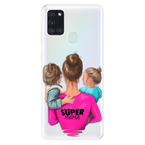 Odolné silikónové puzdro iSaprio - Super Mama - Boy and Girl - Samsung Galaxy A21s