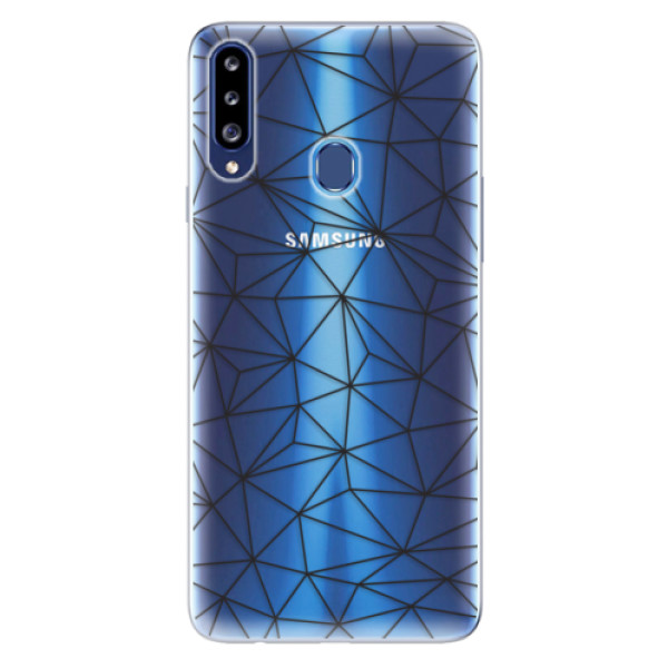 Odolné silikónové puzdro iSaprio - Abstract Triangles 03 - black - Samsung Galaxy A20s