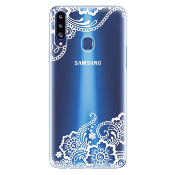 Odolné silikónové puzdro iSaprio - White Lace 02 - Samsung Galaxy A20s