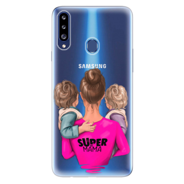 Odolné silikónové puzdro iSaprio - Super Mama - Two Boys - Samsung Galaxy A20s