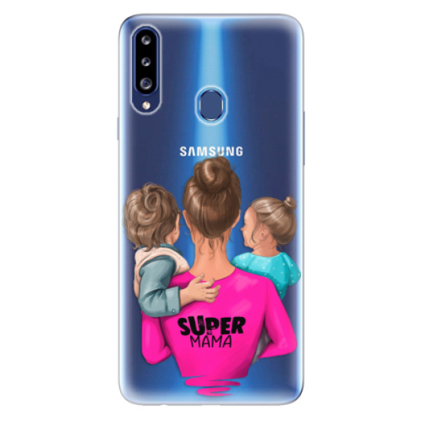 Odolné silikónové puzdro iSaprio - Super Mama - Boy and Girl - Samsung Galaxy A20s