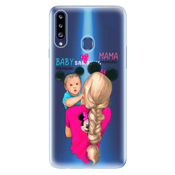 Odolné silikónové puzdro iSaprio - Mama Mouse Blonde and Boy - Samsung Galaxy A20s