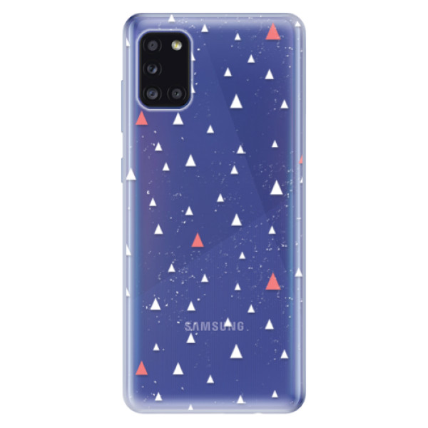 Odolné silikónové puzdro iSaprio - Abstract Triangles 02 - white - Samsung Galaxy A31