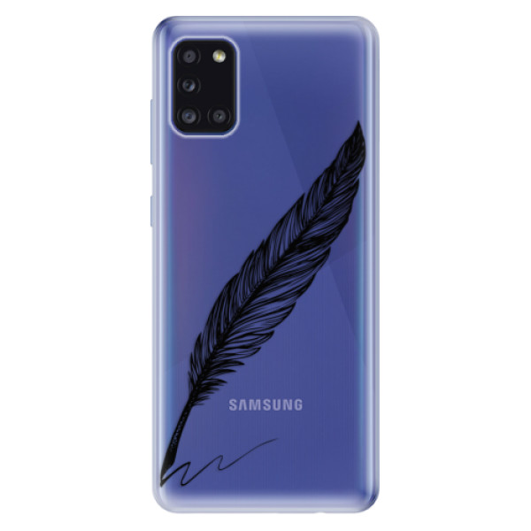 Odolné silikónové puzdro iSaprio - Writing By Feather - black - Samsung Galaxy A31