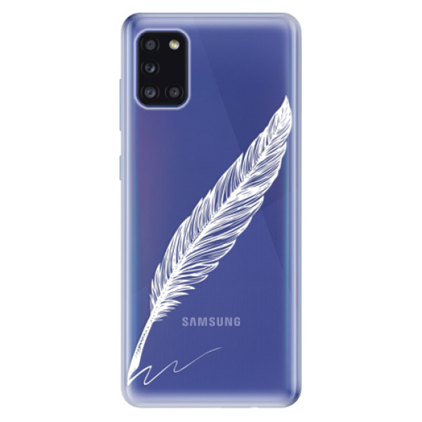 Odolné silikónové puzdro iSaprio - Writing By Feather - white - Samsung Galaxy A31