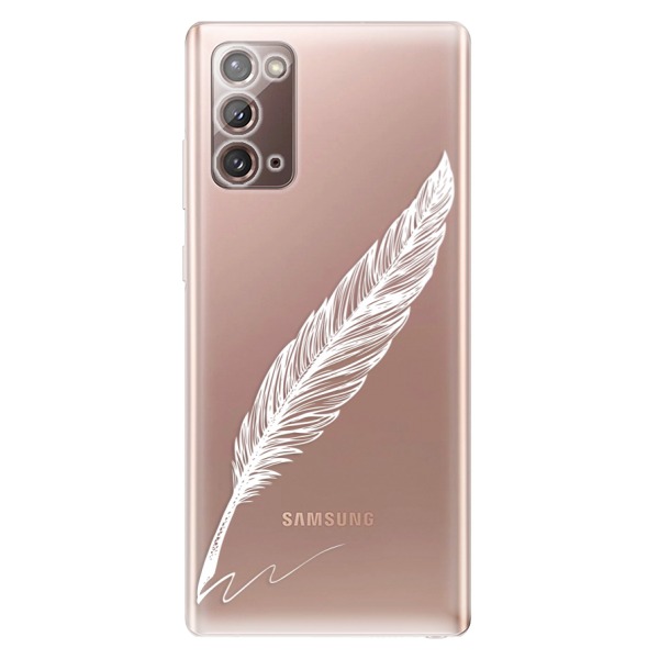 Odolné silikónové puzdro iSaprio - Writing By Feather - white - Samsung Galaxy Note 20