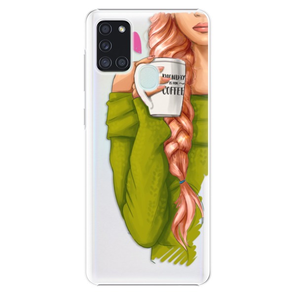 Plastové puzdro iSaprio - My Coffe and Redhead Girl - Samsung Galaxy A21s