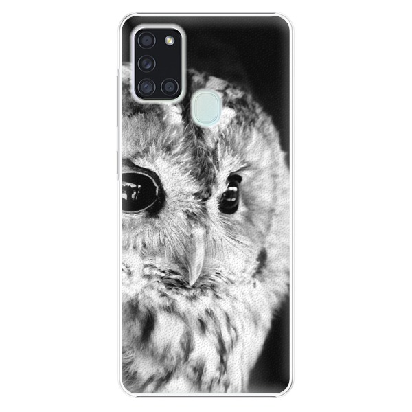 Plastové puzdro iSaprio - BW Owl - Samsung Galaxy A21s