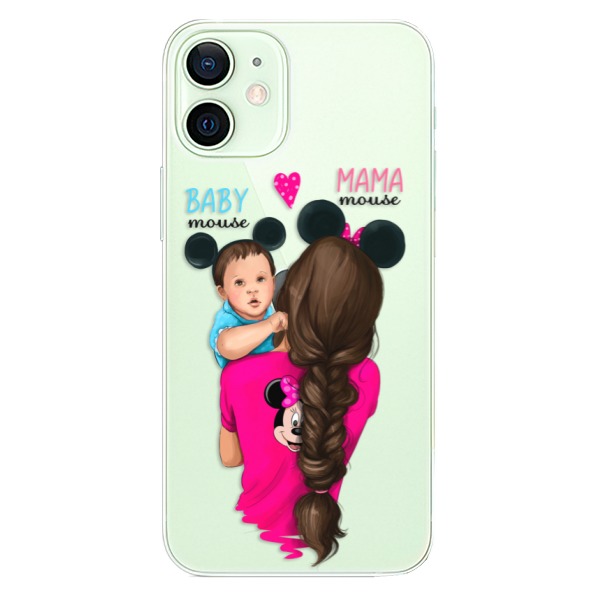 Plastové puzdro iSaprio - Mama Mouse Brunette and Boy - iPhone 12 mini