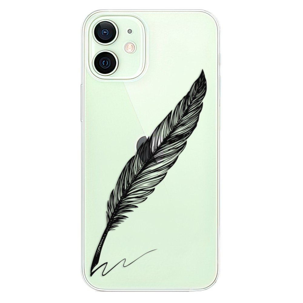 Odolné silikónové puzdro iSaprio - Writing By Feather - black - iPhone 12 mini