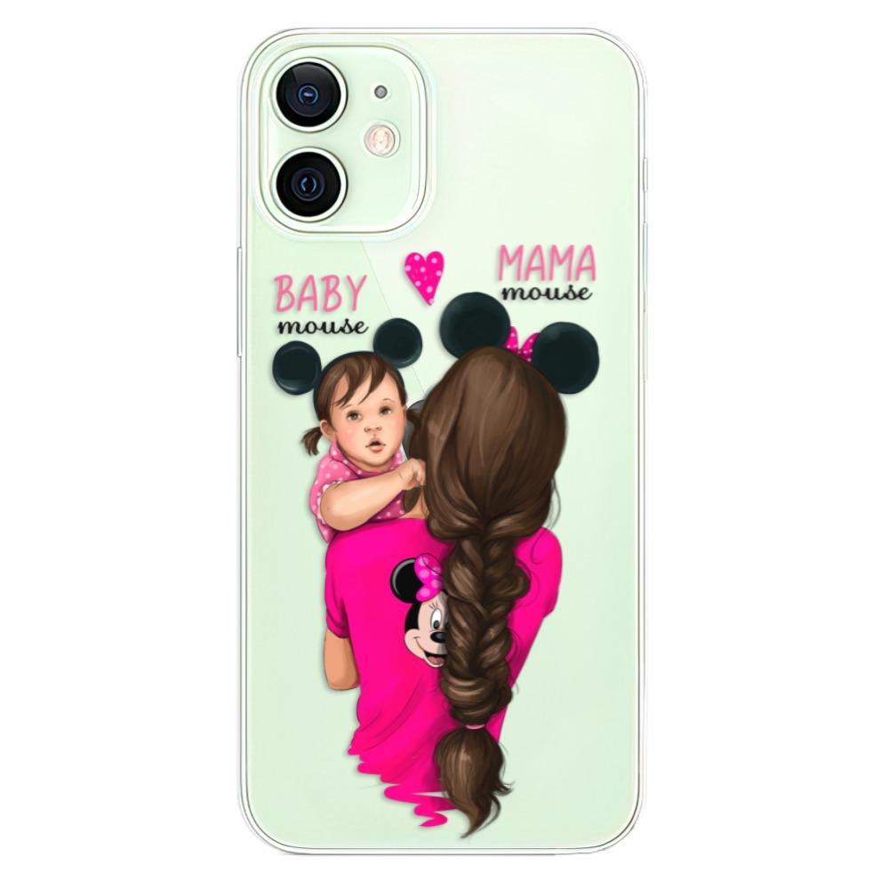 Odolné silikónové puzdro iSaprio - Mama Mouse Brunette and Girl - iPhone 12 mini