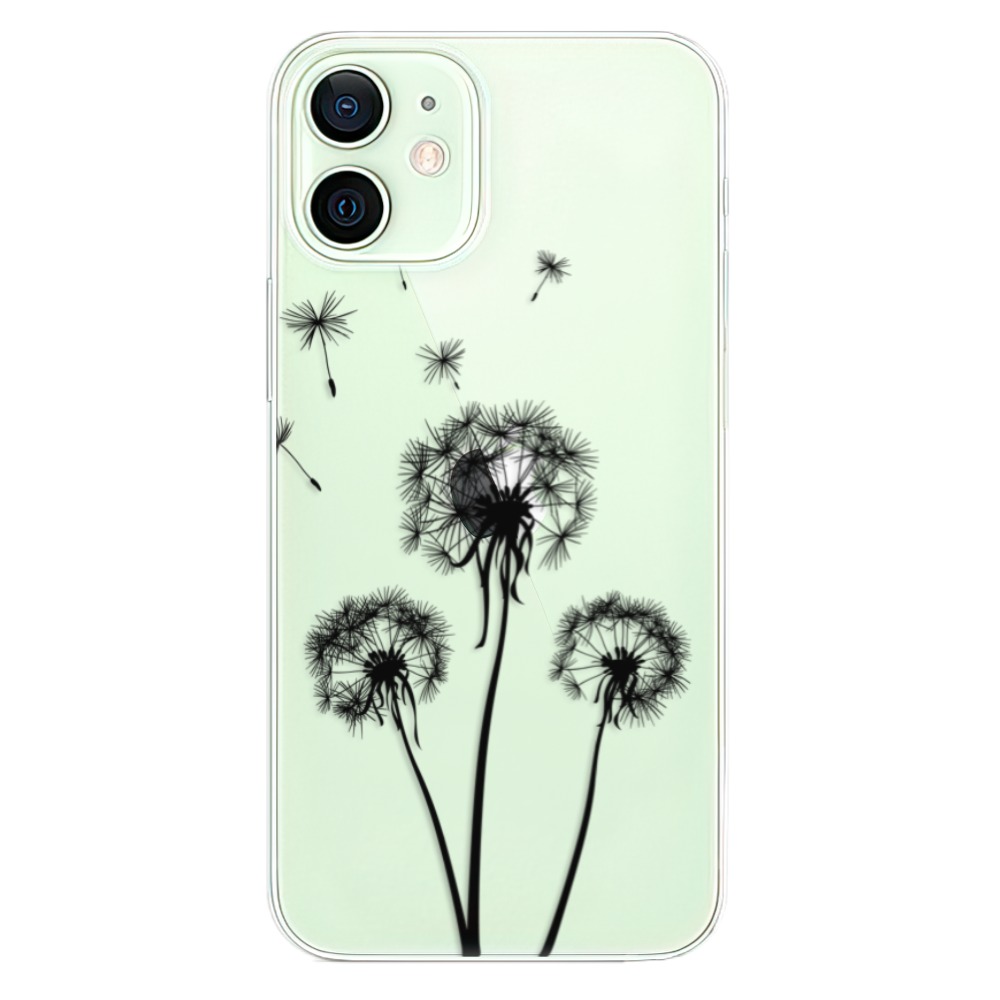Odolné silikónové puzdro iSaprio - Three Dandelions - black - iPhone 12