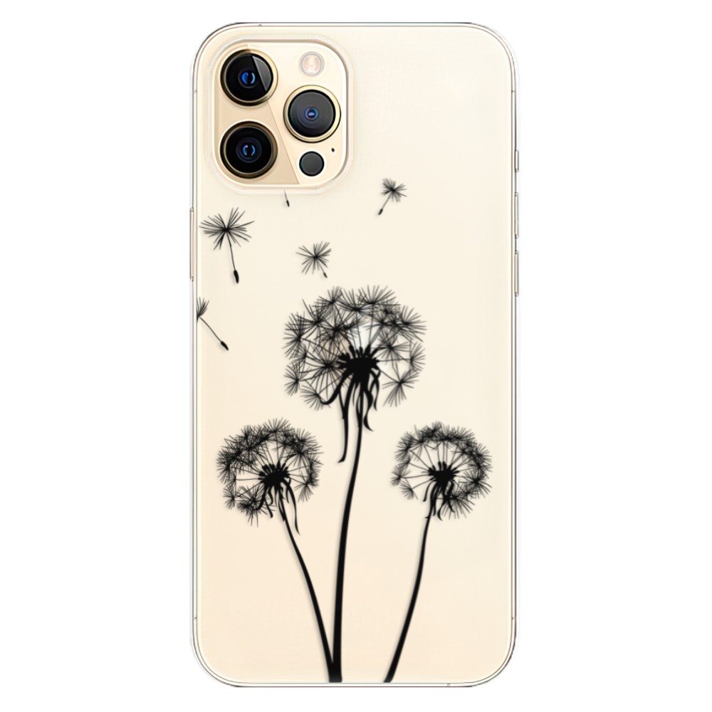 Odolné silikónové puzdro iSaprio - Three Dandelions - black - iPhone 12 Pro