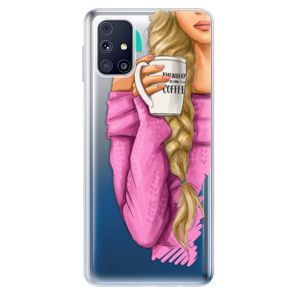 Odolné silikónové puzdro iSaprio - My Coffe and Blond Girl - Samsung Galaxy M31s