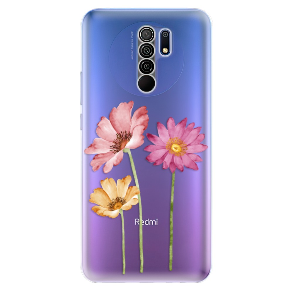 Odolné silikónové puzdro iSaprio - Three Flowers - Xiaomi Redmi 9