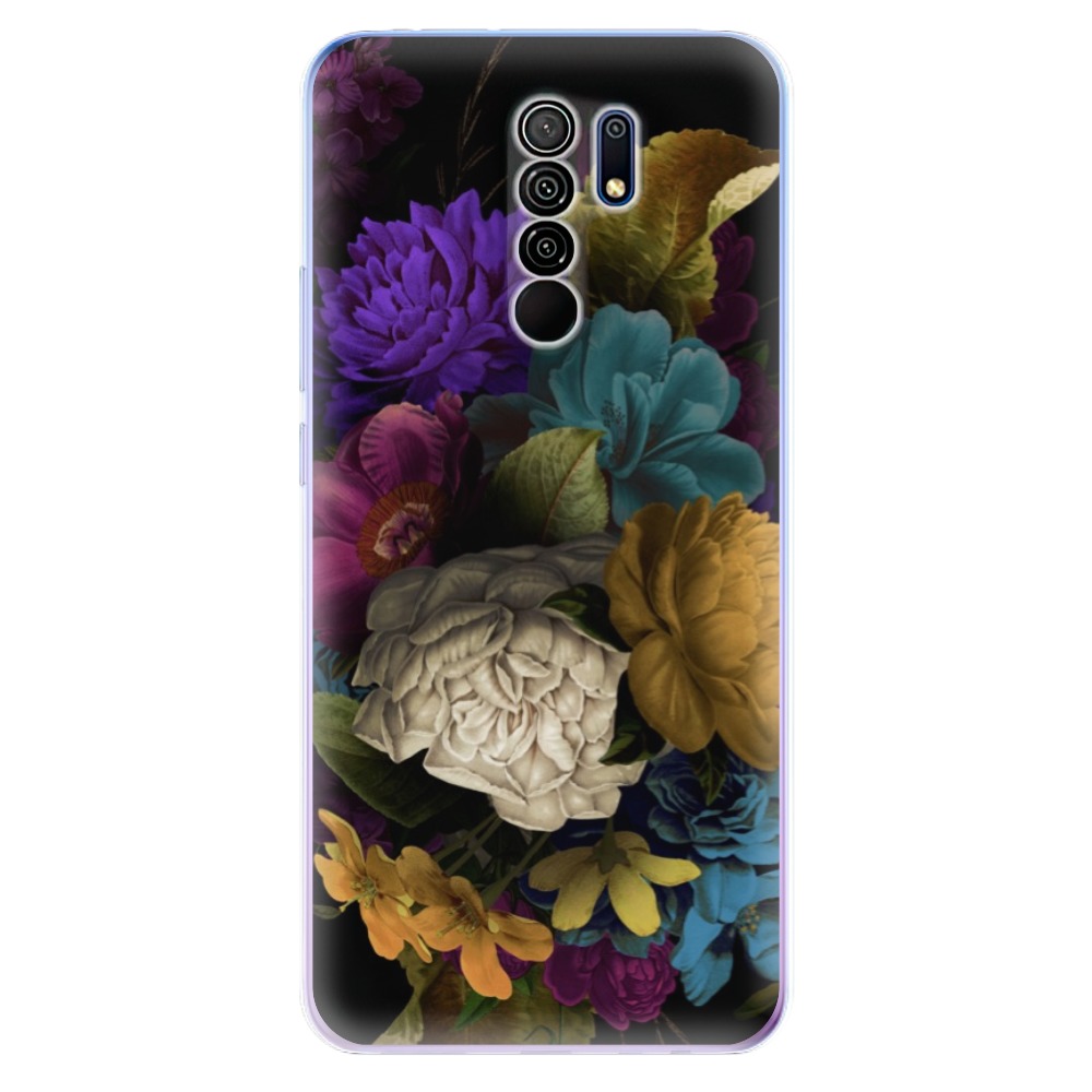Odolné silikónové puzdro iSaprio - Dark Flowers - Xiaomi Redmi 9
