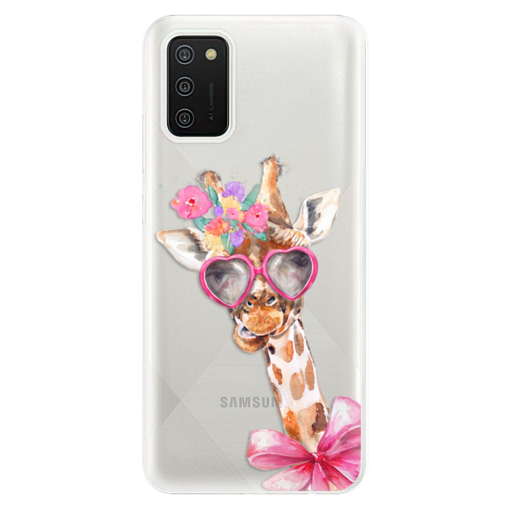 Odolné silikónové puzdro iSaprio - Lady Giraffe - Samsung Galaxy A02s