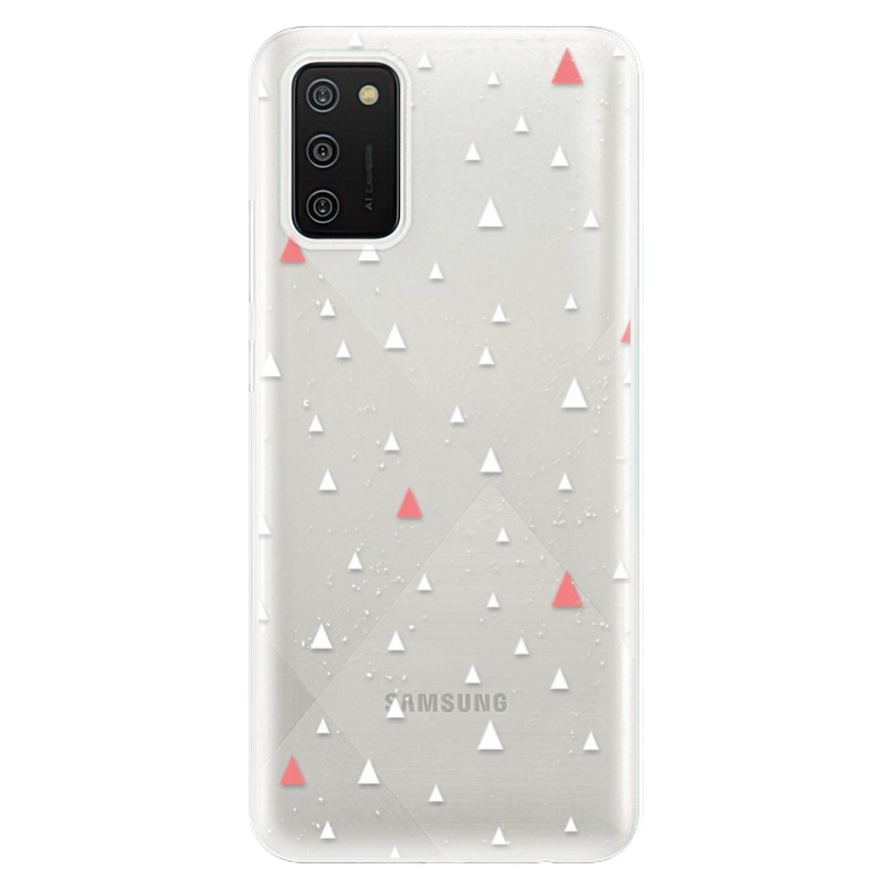Odolné silikónové puzdro iSaprio - Abstract Triangles 02 - white - Samsung Galaxy A02s