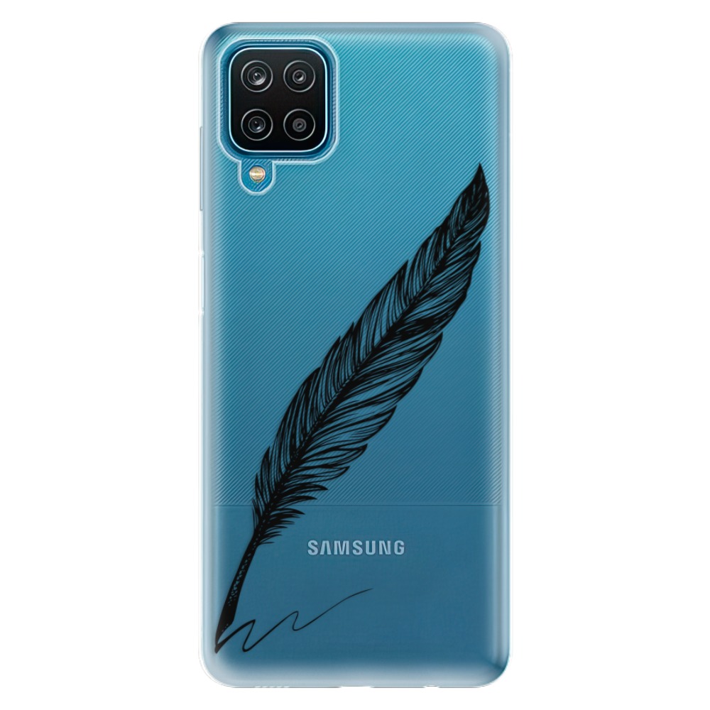 Odolné silikónové puzdro iSaprio - Writing By Feather - black - Samsung Galaxy A12