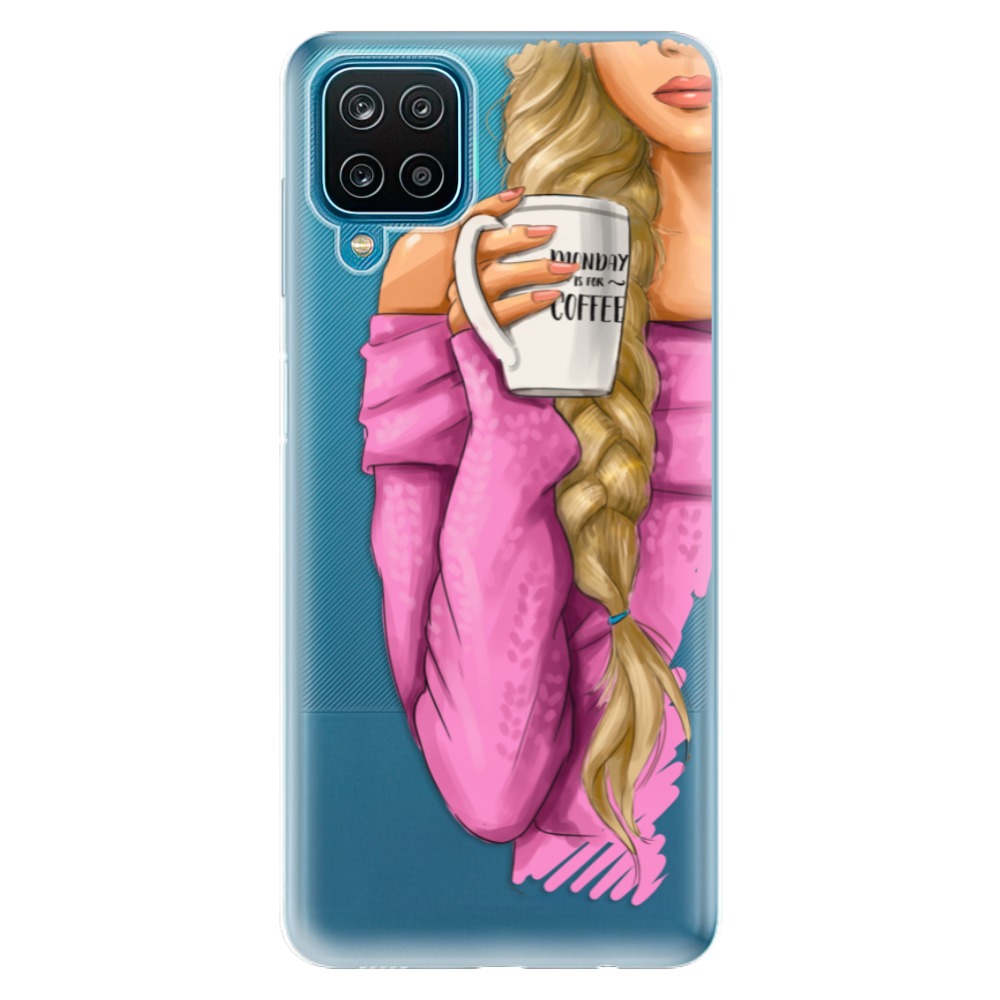Odolné silikónové puzdro iSaprio - My Coffe and Blond Girl - Samsung Galaxy A12
