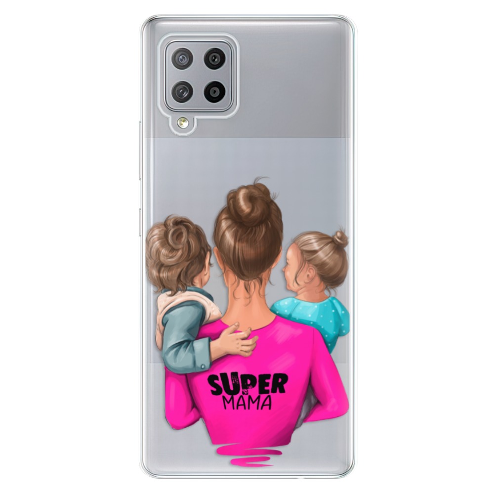 Odolné silikónové puzdro iSaprio - Super Mama - Boy and Girl - Samsung Galaxy A42