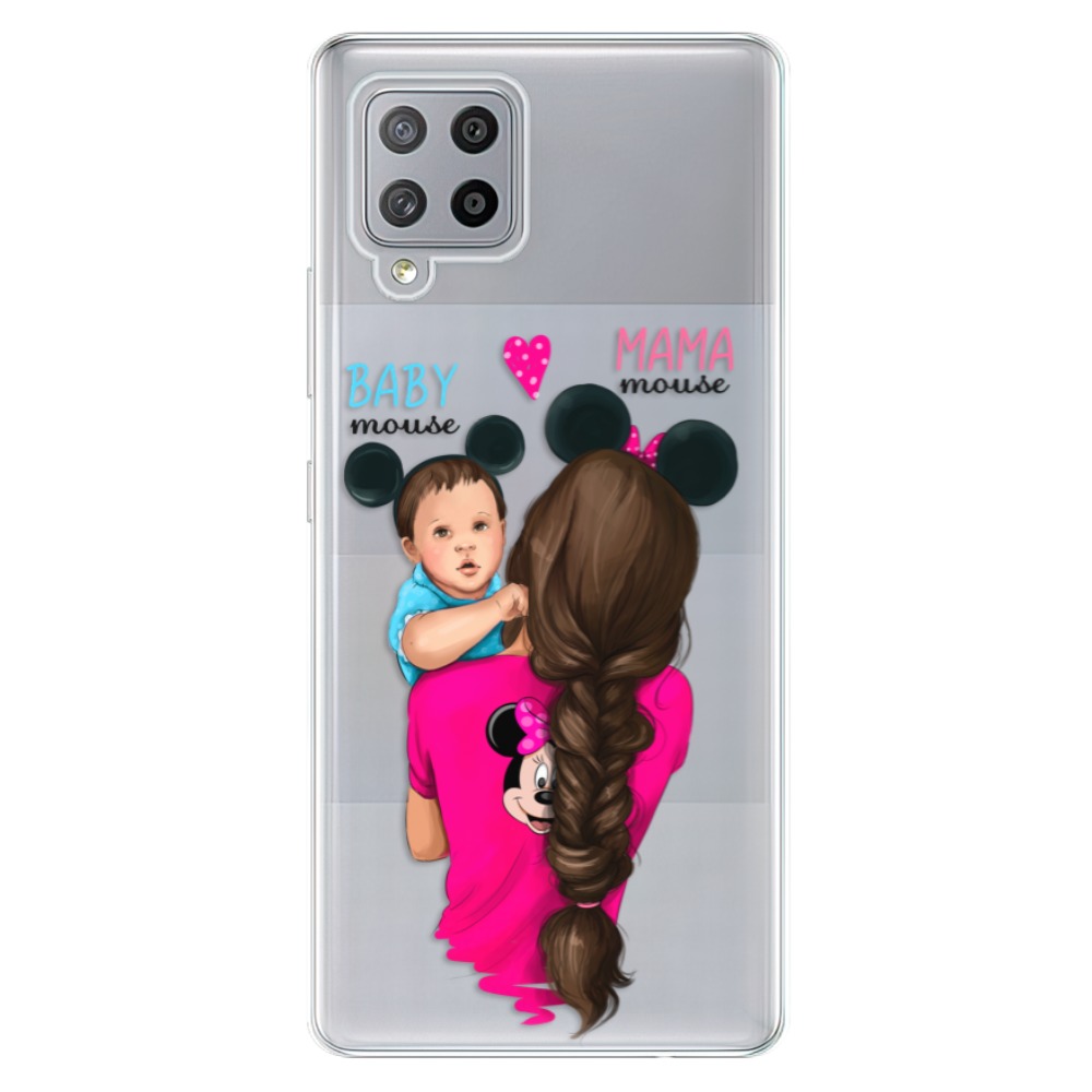 Odolné silikónové puzdro iSaprio - Mama Mouse Brunette and Boy - Samsung Galaxy A42