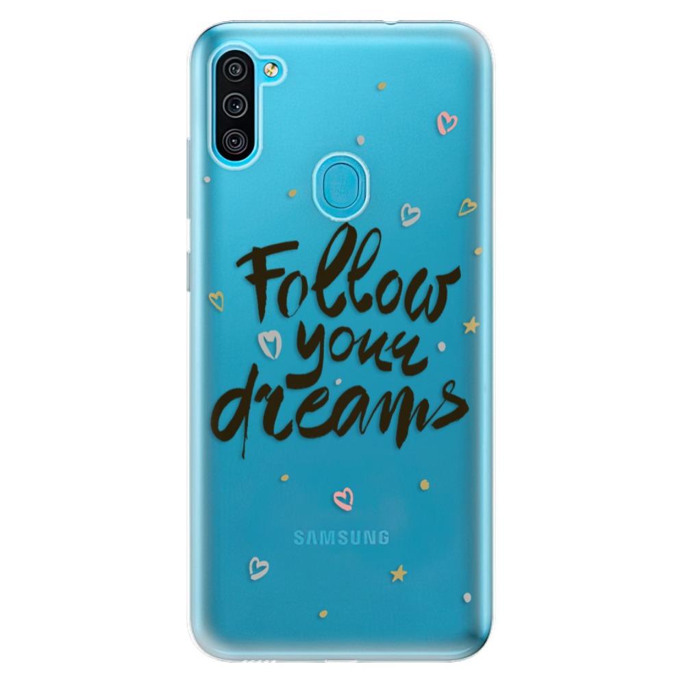 Odolné silikónové puzdro iSaprio - Follow Your Dreams - black - Samsung Galaxy M11