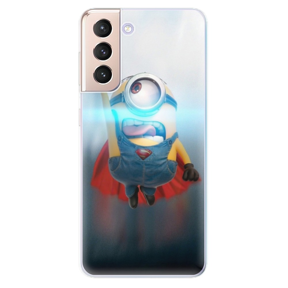 Odolné silikónové puzdro iSaprio - Mimons Superman 02 - Samsung Galaxy S21